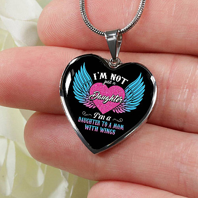 I'm Not Just A Daughter I'm A Daughter To A Dad With Wings Heart Pendant Necklace-Bangle