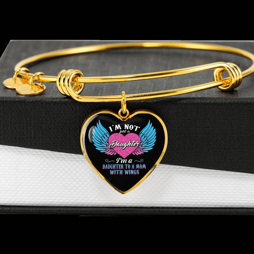 I'm Not Just A Daughter I'm A Daughter To A Dad With Wings Heart Pendant Necklace-Bangle I'm Not Just A Daughter I'm A Daughter To A Dad With Wings Heart Pendant Necklace-Bangle