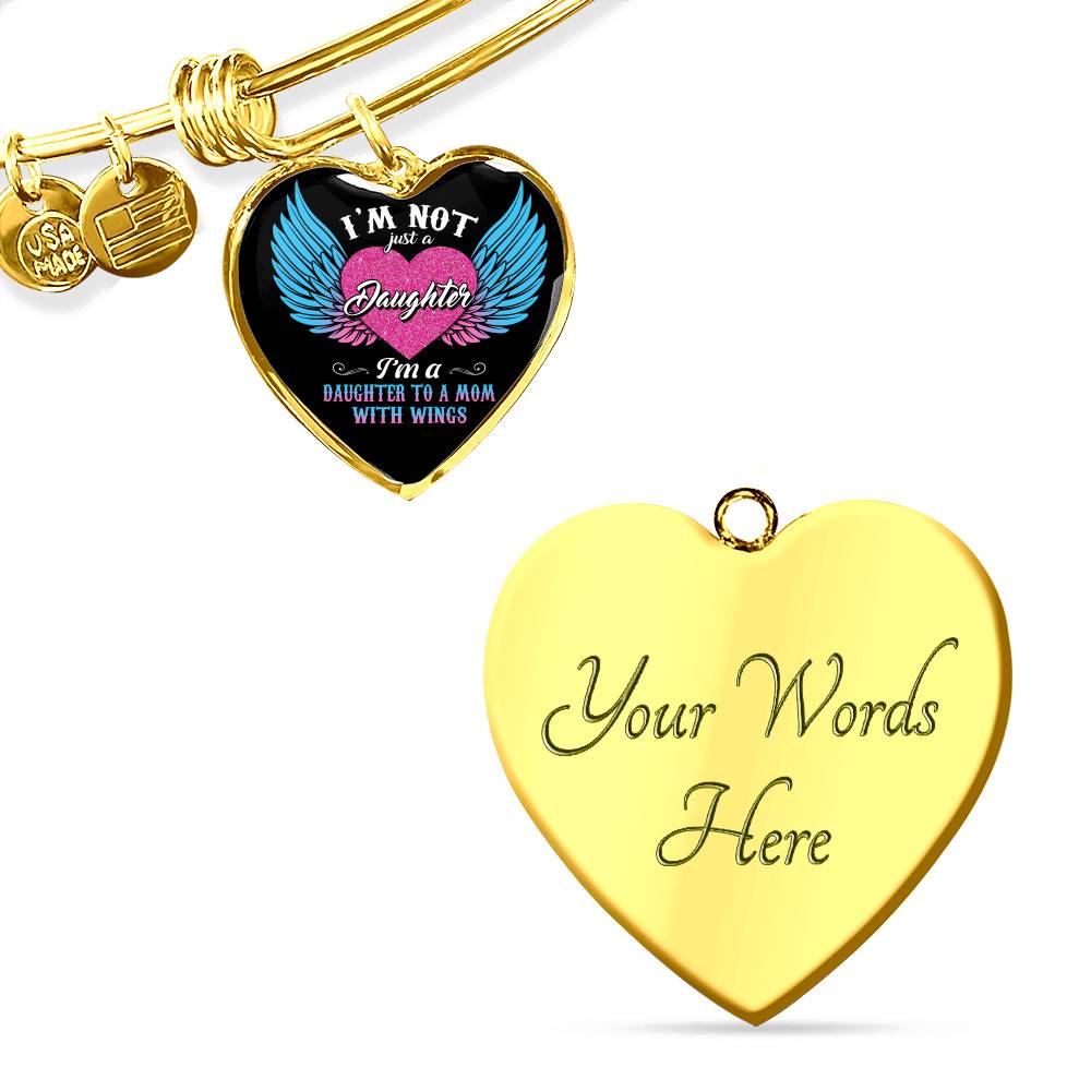 I'm Not Just A Daughter I'm A Daughter To A Dad With Wings Heart Pendant Necklace-Bangle I'm Not Just A Daughter I'm A Daughter To A Dad With Wings Heart Pendant Necklace-Bangle