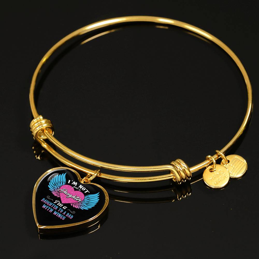 I'm Not Just A Daughter I'm A Daughter To A Mom With Wings Heart Pendant Necklace-Bangle I'm Not Just A Daughter I'm A Daughter To A Mom With Wings Heart Pendant Necklace-Bangle