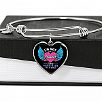 I'm Not Just A Daughter I'm A Daughter To A Mom With Wings Heart Pendant Necklace-Bangle