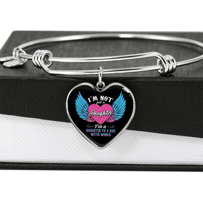 I'm Not Just A Daughter I'm A Daughter To A Mom With Wings Heart Pendant Necklace-Bangle