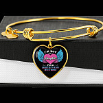 I'm Not Just A Daughter I'm A Daughter To A Mom With Wings Heart Pendant Necklace-Bangle