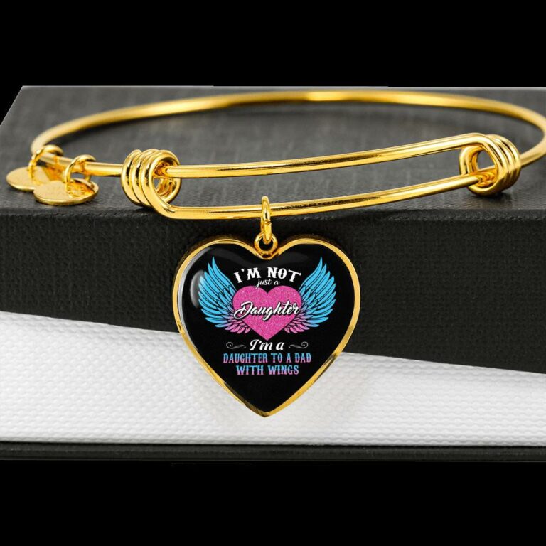 I'm Not Just A Daughter I'm A Daughter To A Mom With Wings Heart Pendant Necklace-Bangle