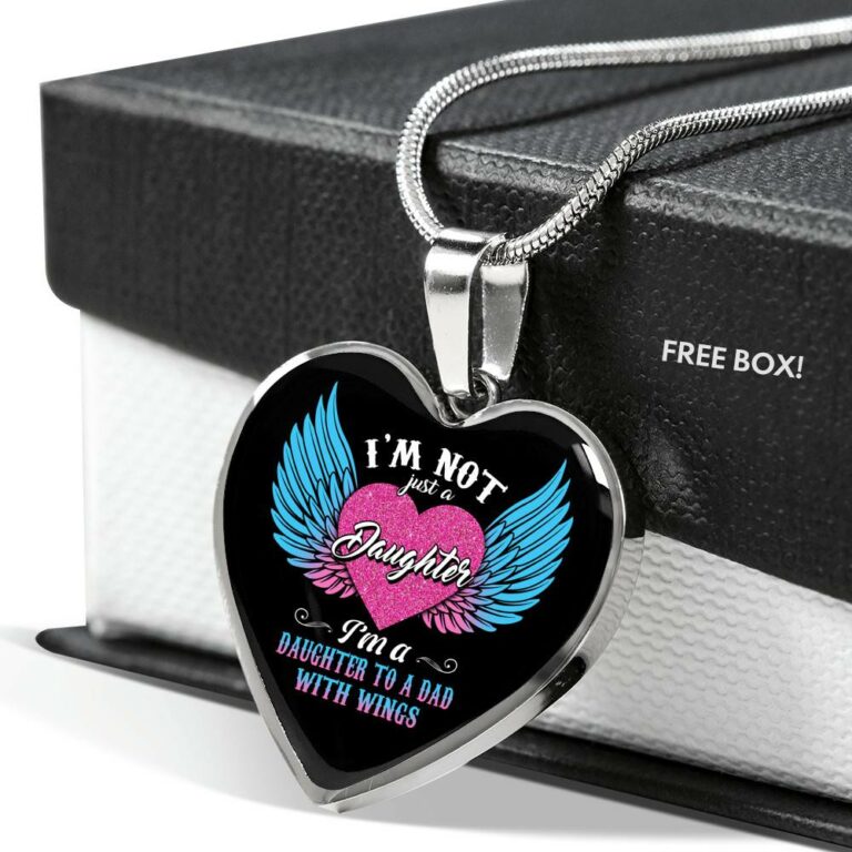 I'm Not Just A Daughter I'm A Daughter To A Mom With Wings Heart Pendant Necklace-Bangle