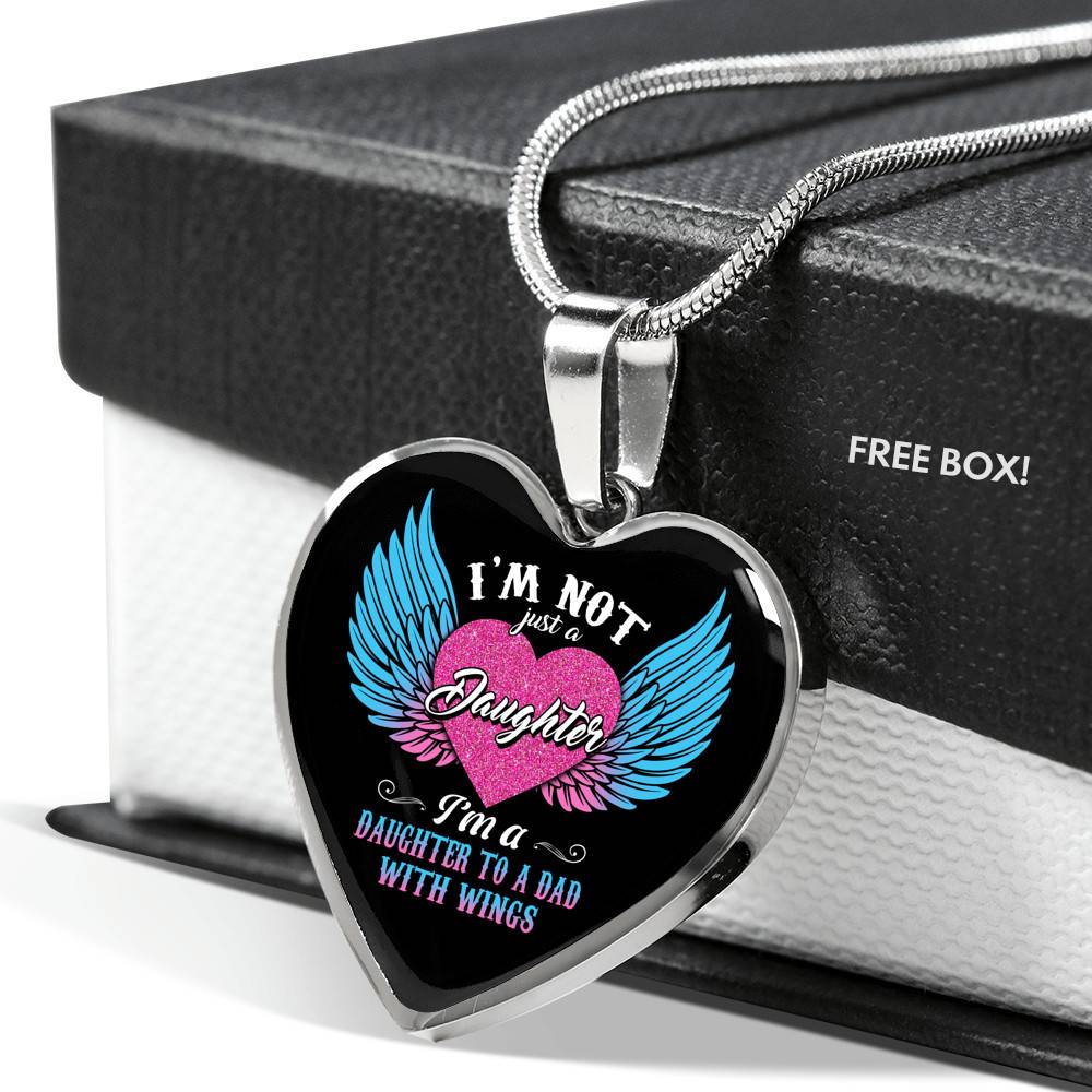 I'm Not Just A Daughter I'm A Daughter To A Mom With Wings Heart Pendant Necklace-Bangle I'm Not Just A Daughter I'm A Daughter To A Mom With Wings Heart Pendant Necklace-Bangle