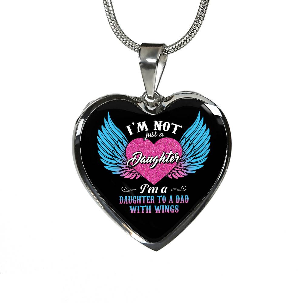 I'm Not Just A Daughter I'm A Daughter To A Mom With Wings Heart Pendant Necklace-Bangle I'm Not Just A Daughter I'm A Daughter To A Mom With Wings Heart Pendant Necklace-Bangle