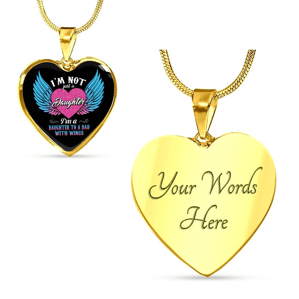 I'm Not Just A Daughter I'm A Daughter To A Mom With Wings Heart Pendant Necklace-Bangle I'm Not Just A Daughter I'm A Daughter To A Mom With Wings Heart Pendant Necklace-Bangle