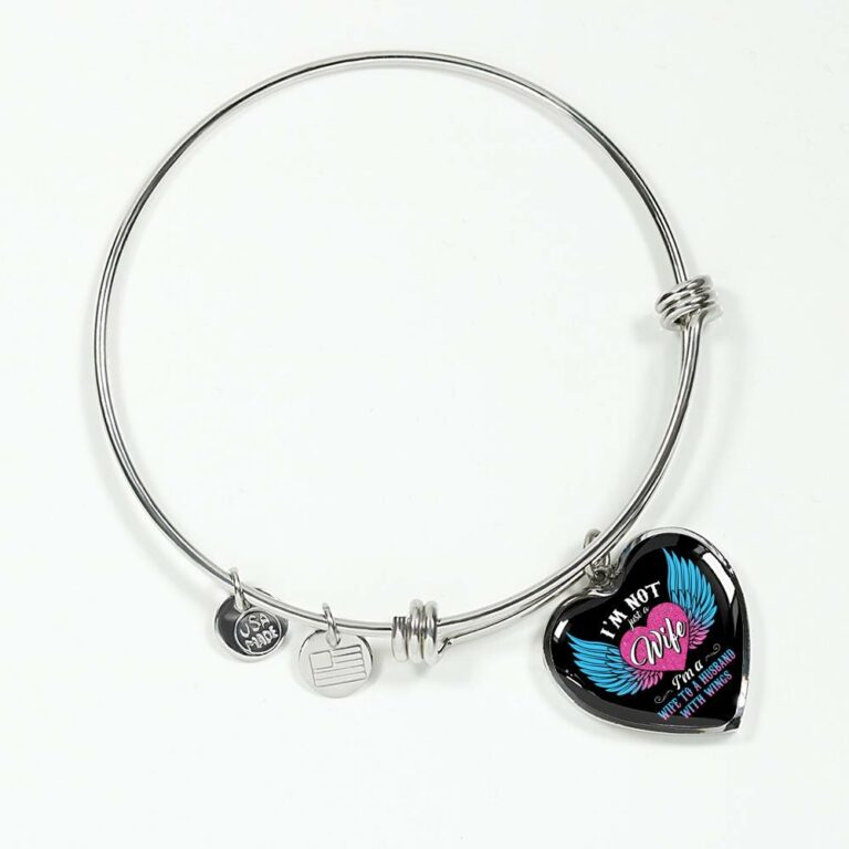 I'm Not Just A Wife I'm A Wife To A Husband With Wings Heart Pendant Necklace-Bangle