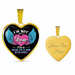 I'm Not Just A Mom I'm A Mom To A Son With Wings Heart Pendant Necklace-Bangle