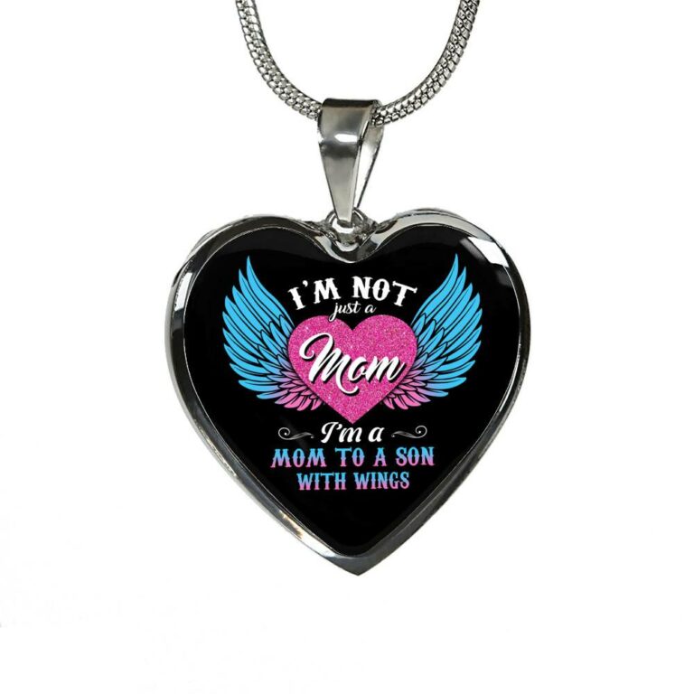 I'm Not Just A Mom I'm A Mom To A Son With Wings Heart Pendant Necklace-Bangle