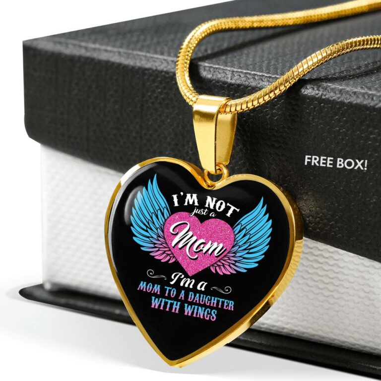 I'm Not Just A Mom I'm A Daughter To A Son With Wings Heart Pendant Necklace-Bangle