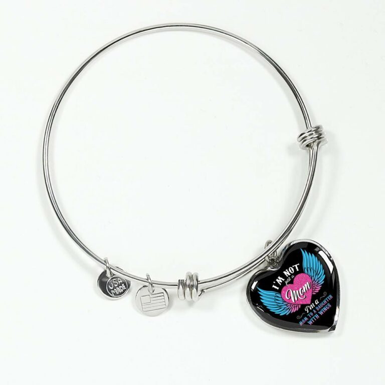 I'm Not Just A Mom I'm A Daughter To A Son With Wings Heart Pendant Necklace-Bangle