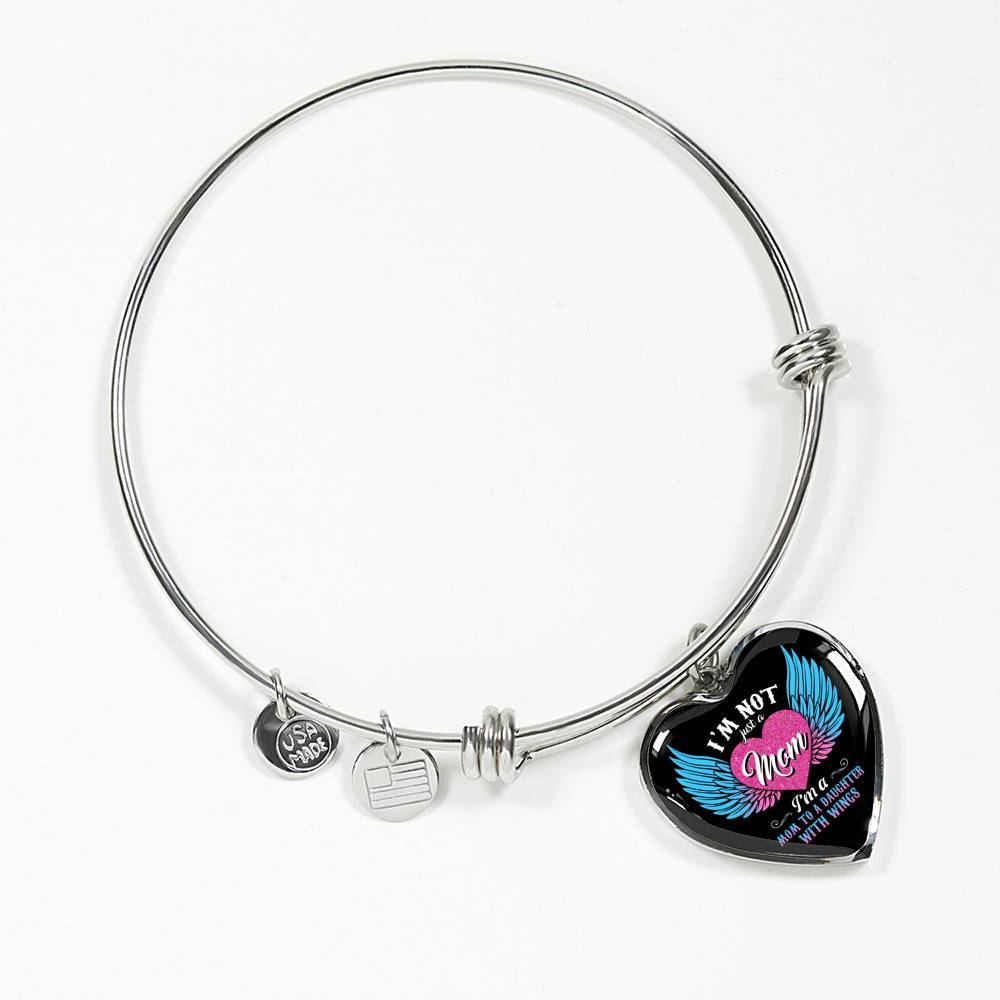 I'm Not Just A Mom I'm A Daughter To A Son With Wings Heart Pendant Necklace-Bangle I'm Not Just A Mom I'm A Daughter To A Son With Wings Heart Pendant Necklace-Bangle