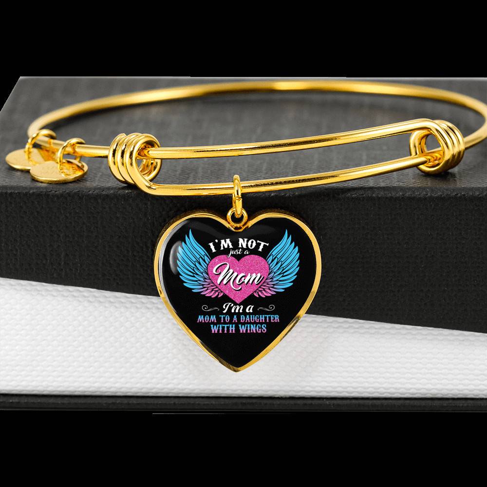 I'm Not Just A Mom I'm A Daughter To A Son With Wings Heart Pendant Necklace-Bangle I'm Not Just A Mom I'm A Daughter To A Son With Wings Heart Pendant Necklace-Bangle