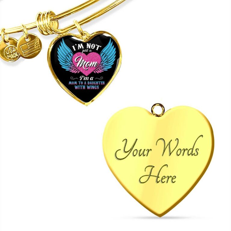 I'm Not Just A Mom I'm A Daughter To A Son With Wings Heart Pendant Necklace-Bangle