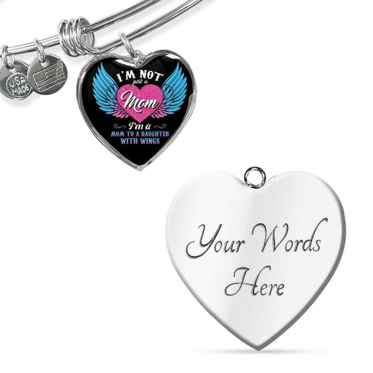 I'm Not Just A Mom I'm A Daughter To A Son With Wings Heart Pendant Necklace-Bangle