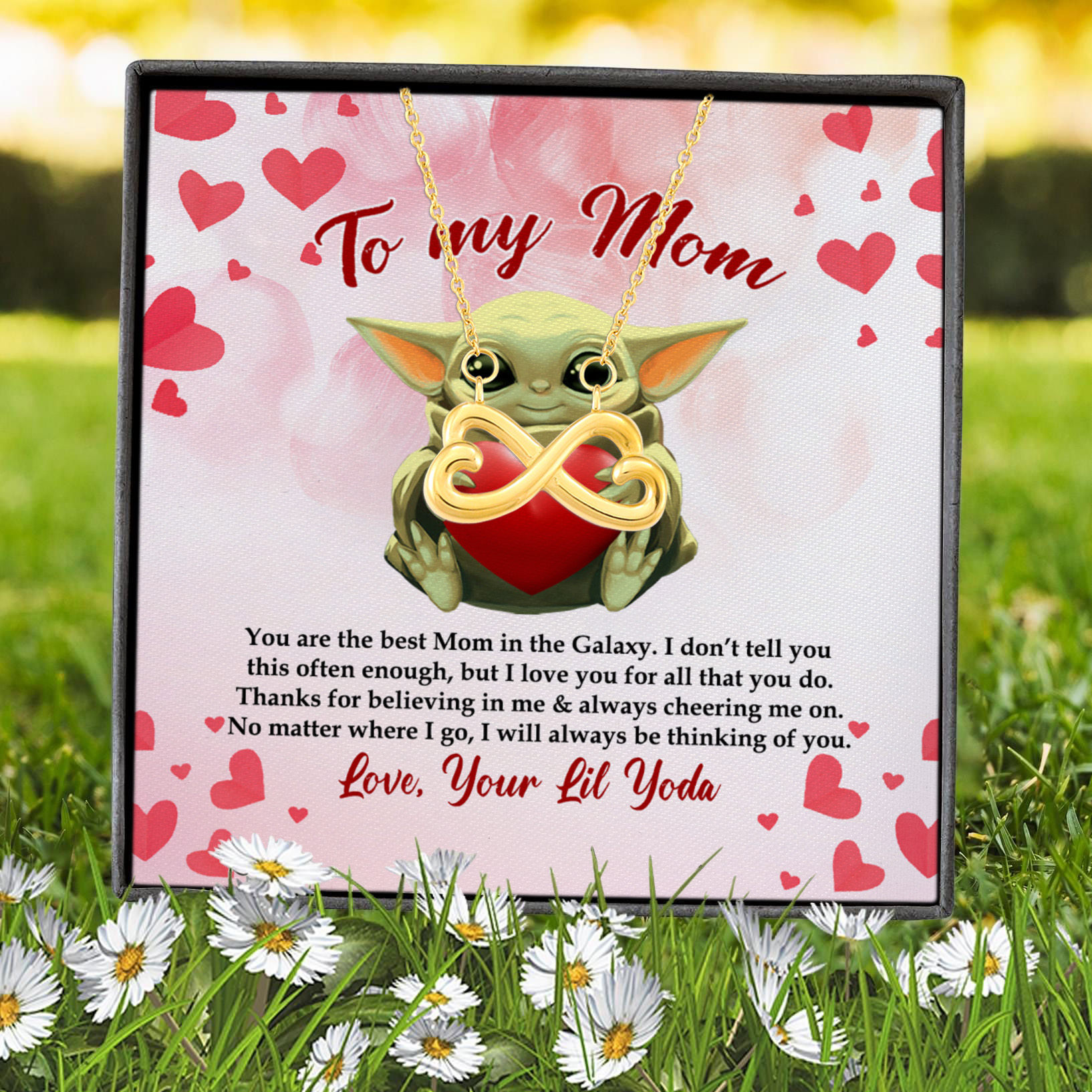 1VT. Yoda To My Mom You Are The Best Mom Infinity Heart Necklace (Gold) 7