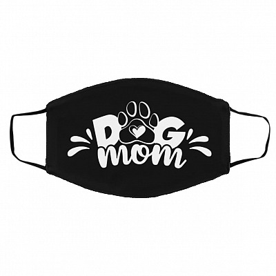 Dog Mom Mask, Black, Cloth Face Cover – Medium/Large