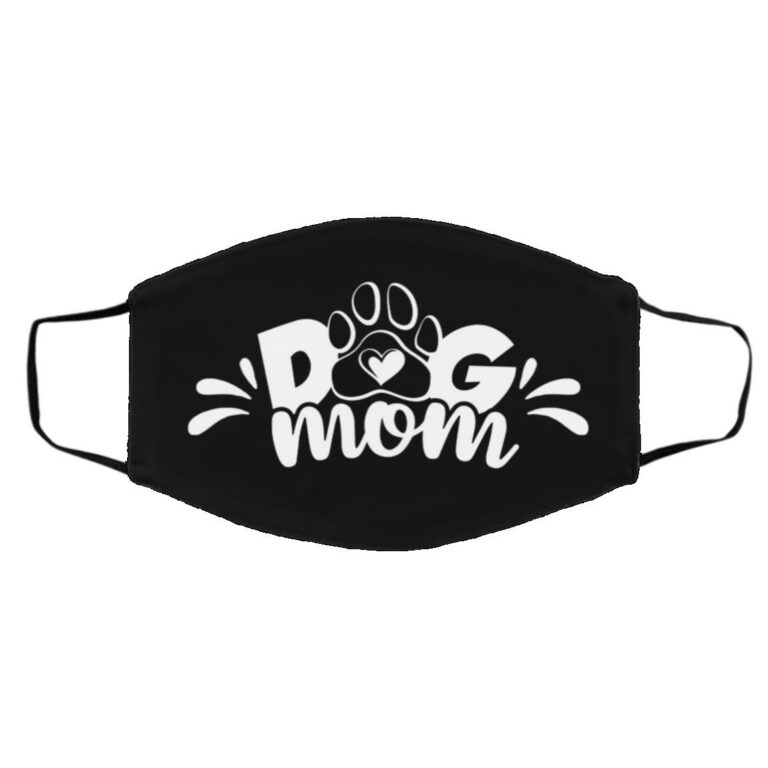 Dog Mom Mask, Black, Cloth Face Cover – Medium/Large