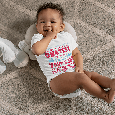Alternative view of I Just Took a DNA Test Turns Out 100 Percent I'm Your Baby Baby Onesie - Toddler Baby Infant Bodysuit