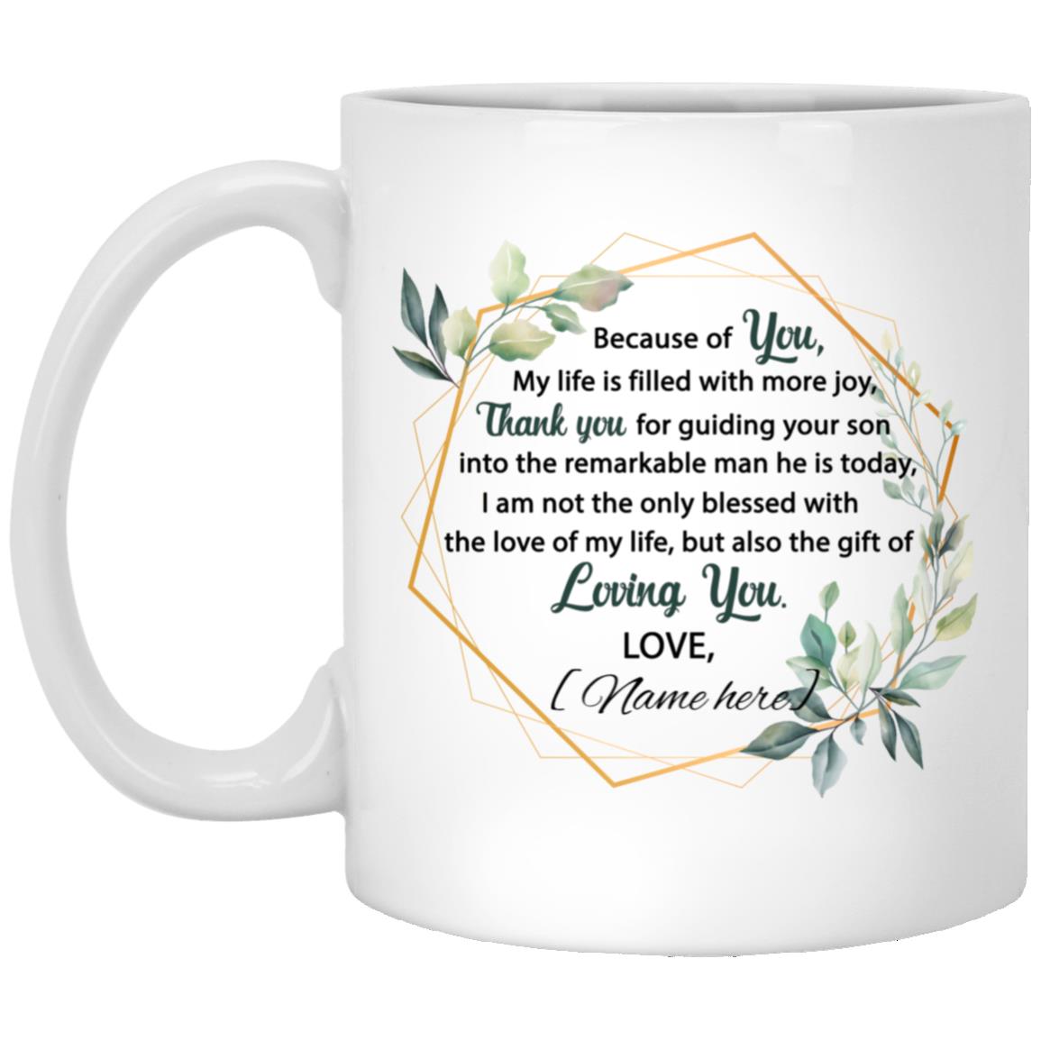 Personalized Because of You Mug, White, 11 oz. White Mug Personalized Because of You Mug, White, 11 oz. White Mug