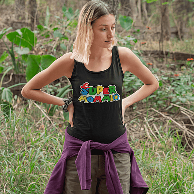 Alternative view of Super Mommio Mommy Mother Video Game Lovers Tank Top - Funny Mom Mother's Day Gift Ladies Racerback Tank