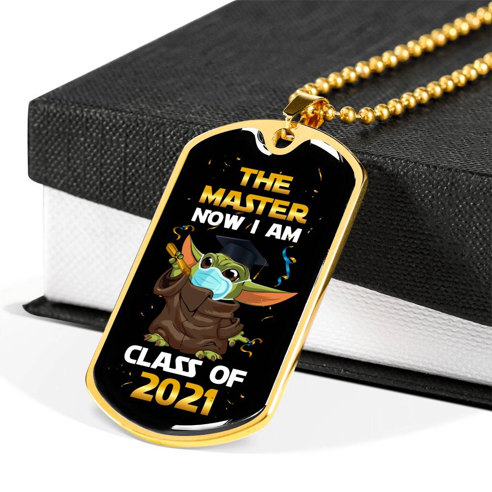 The Master Now I Am Baby Yoda Wearing Mask Graduation 2021 Dog Tag Pendant Necklace The Master Now I Am Baby Yoda Wearing Mask Graduation 2021 Dog Tag Pendant Necklace
