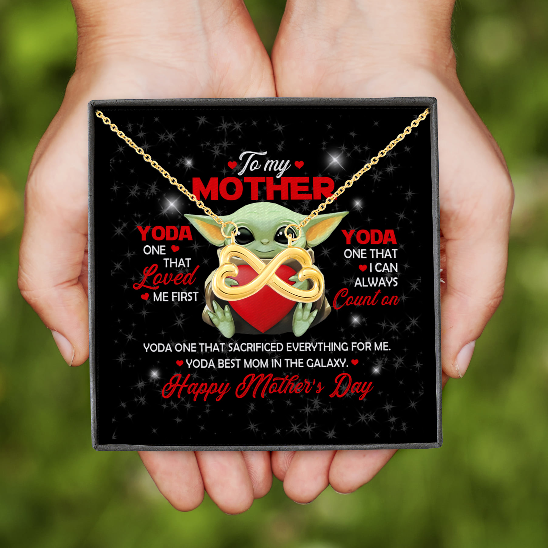 1VT. To My Mother Yoda One That Loved Infinity Heart Necklace (Gold)