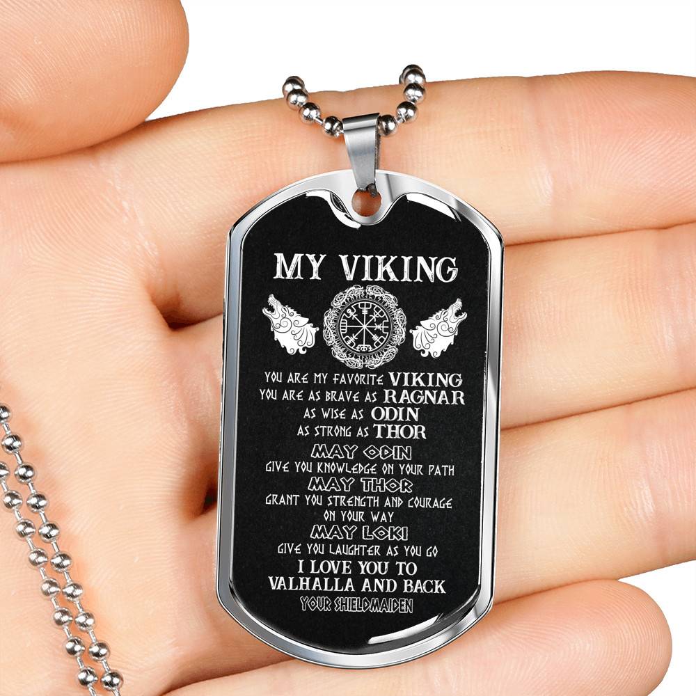 My Viking You Are My Favorite Viking I Love You To Valhalla and Back Your Shieldmaiden Dog Tag Pendant Necklace My Viking You Are My Favorite Viking I Love You To Valhalla and Back Your Shieldmaiden Dog Tag Pendant Necklace