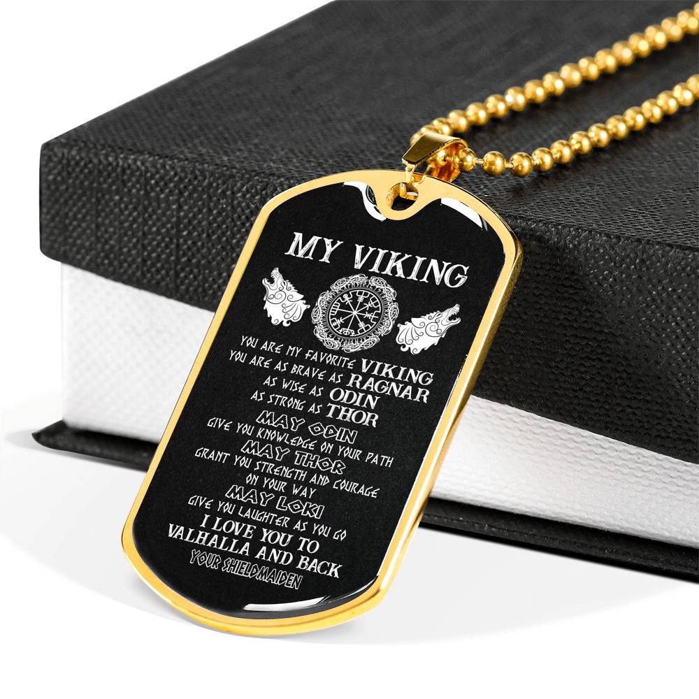 My Viking You Are My Favorite Viking I Love You To Valhalla and Back Your Shieldmaiden Dog Tag Pendant Necklace My Viking You Are My Favorite Viking I Love You To Valhalla and Back Your Shieldmaiden Dog Tag Pendant Necklace