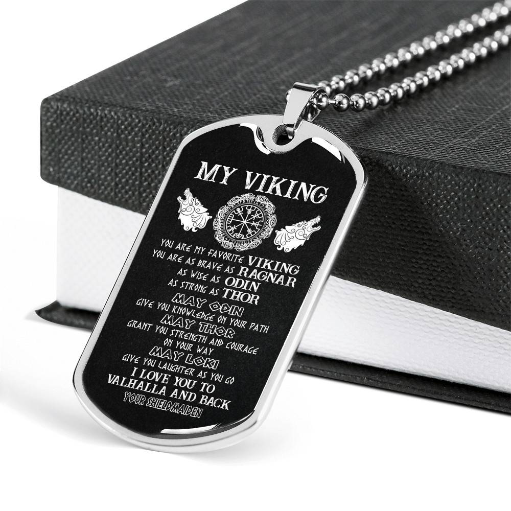 My Viking You Are My Favorite Viking I Love You To Valhalla and Back Your Shieldmaiden Dog Tag Pendant Necklace My Viking You Are My Favorite Viking I Love You To Valhalla and Back Your Shieldmaiden Dog Tag Pendant Necklace