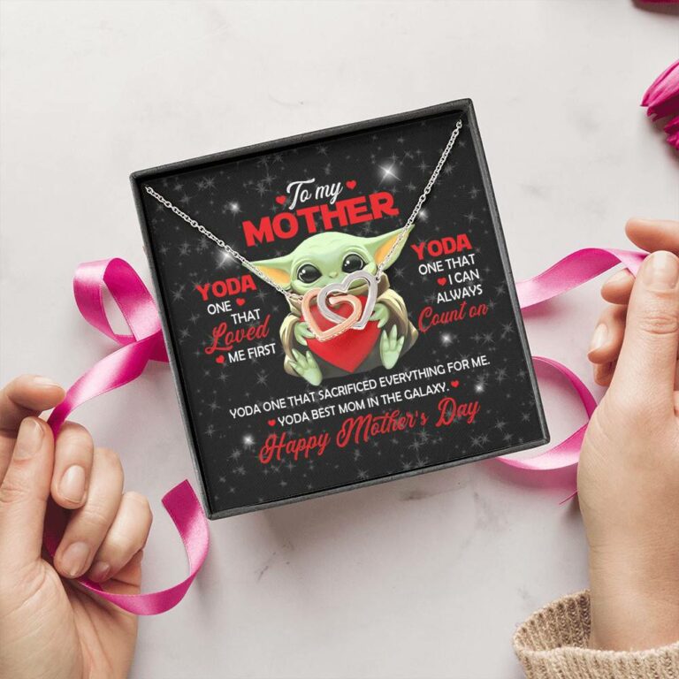 To My Mother Yoda One That Loved Me First Yoda Best Mom In The Galaxy Joined Interlocking Hearts Pendant Necklace
