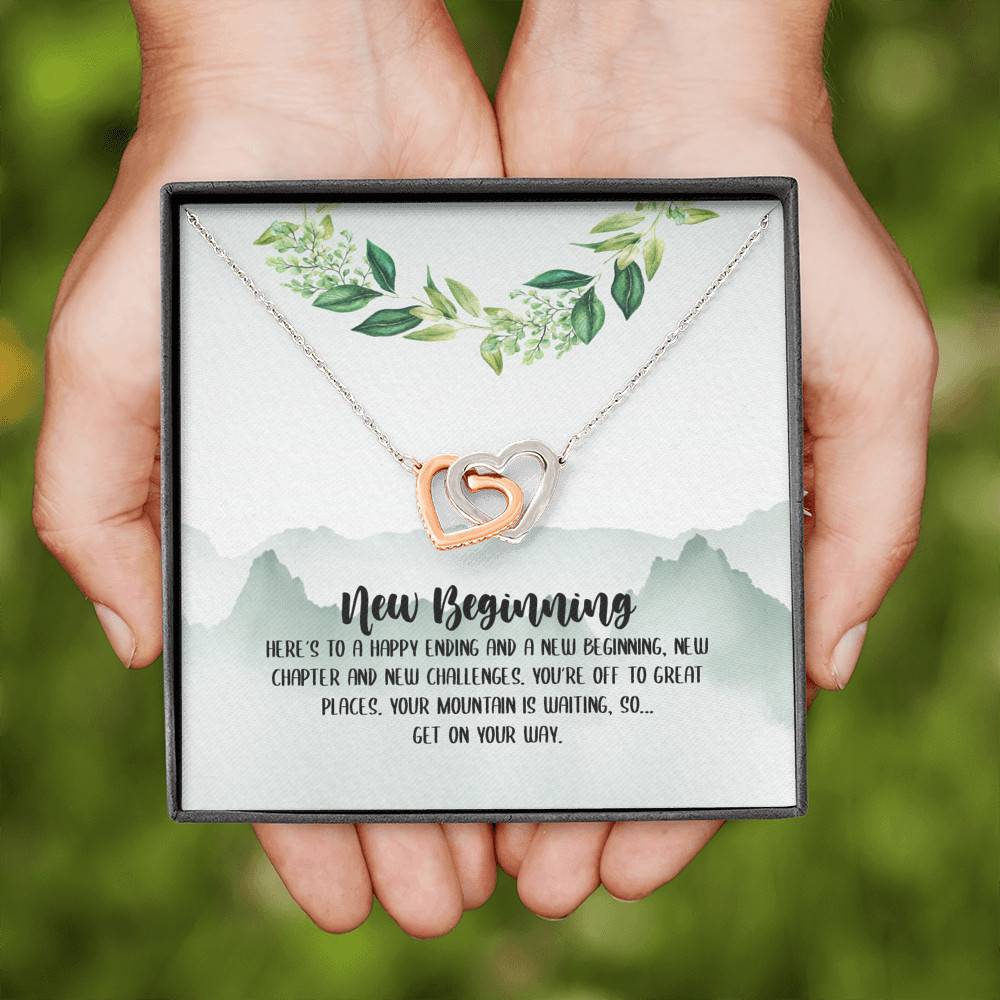 New Beginning So Get On Your Way Interlocking Hearts Pendant Necklace - Graduation GIft For Her New Beginning So Get On Your Way Interlocking Hearts Pendant Necklace - Graduation GIft For Her