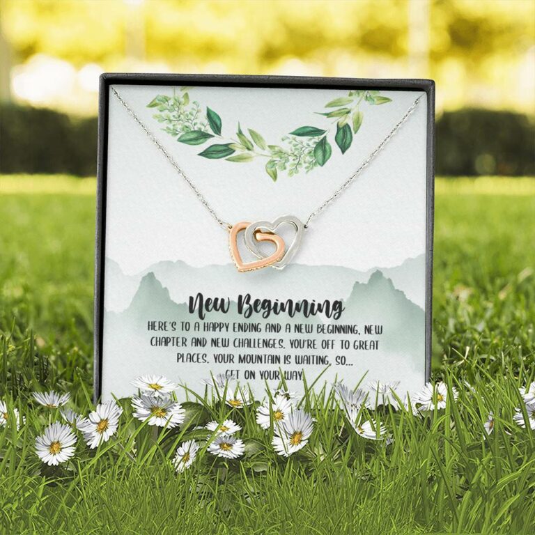 New Beginning So Get On Your Way Interlocking Hearts Pendant Necklace - Graduation GIft For Her