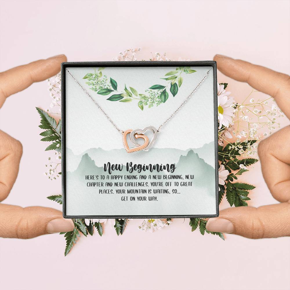 New Beginning So Get On Your Way Interlocking Hearts Pendant Necklace - Graduation GIft For Her New Beginning So Get On Your Way Interlocking Hearts Pendant Necklace - Graduation GIft For Her