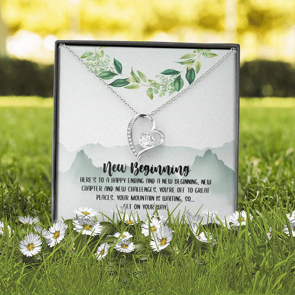 New Beginning So Get On Your Way Forever Love Heart Pendant Necklace - Graduation GIft For Her New Beginning So Get On Your Way Forever Love Heart Pendant Necklace - Graduation GIft For Her