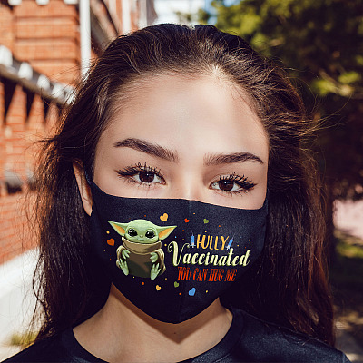 Alternative view of Baby Fully Vaccinated You Can Hug Me Washable Reusable Custom Printed Cloth Face Mask Cover