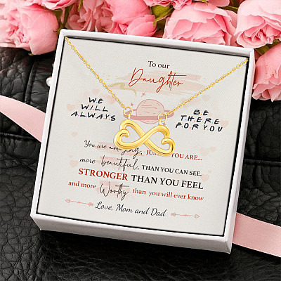 Alternative view of To Our Daughter We'll Always Be There for You from Mom and Dad You Are Amazing Infinity Heart Pendant Necklace
