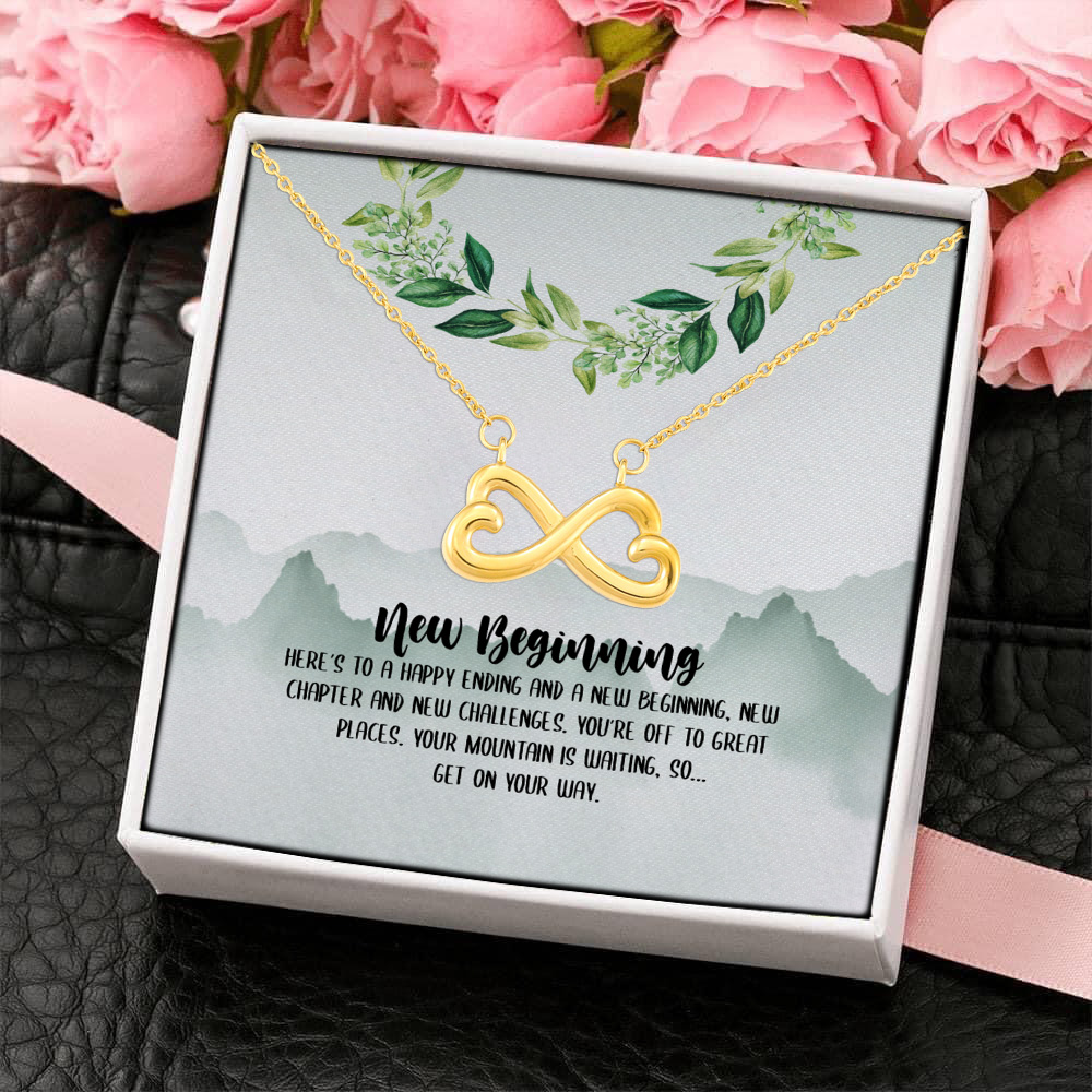 1N.New Beginning ( Message Card Necklace - Tương tự ) Infinity Heart Necklace (Gold) 4