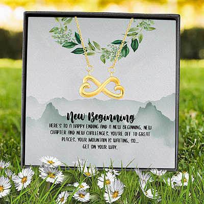 New Beginning So Get On Your Way Infinity Heart Pendant Necklace - Graduation GIft For Her