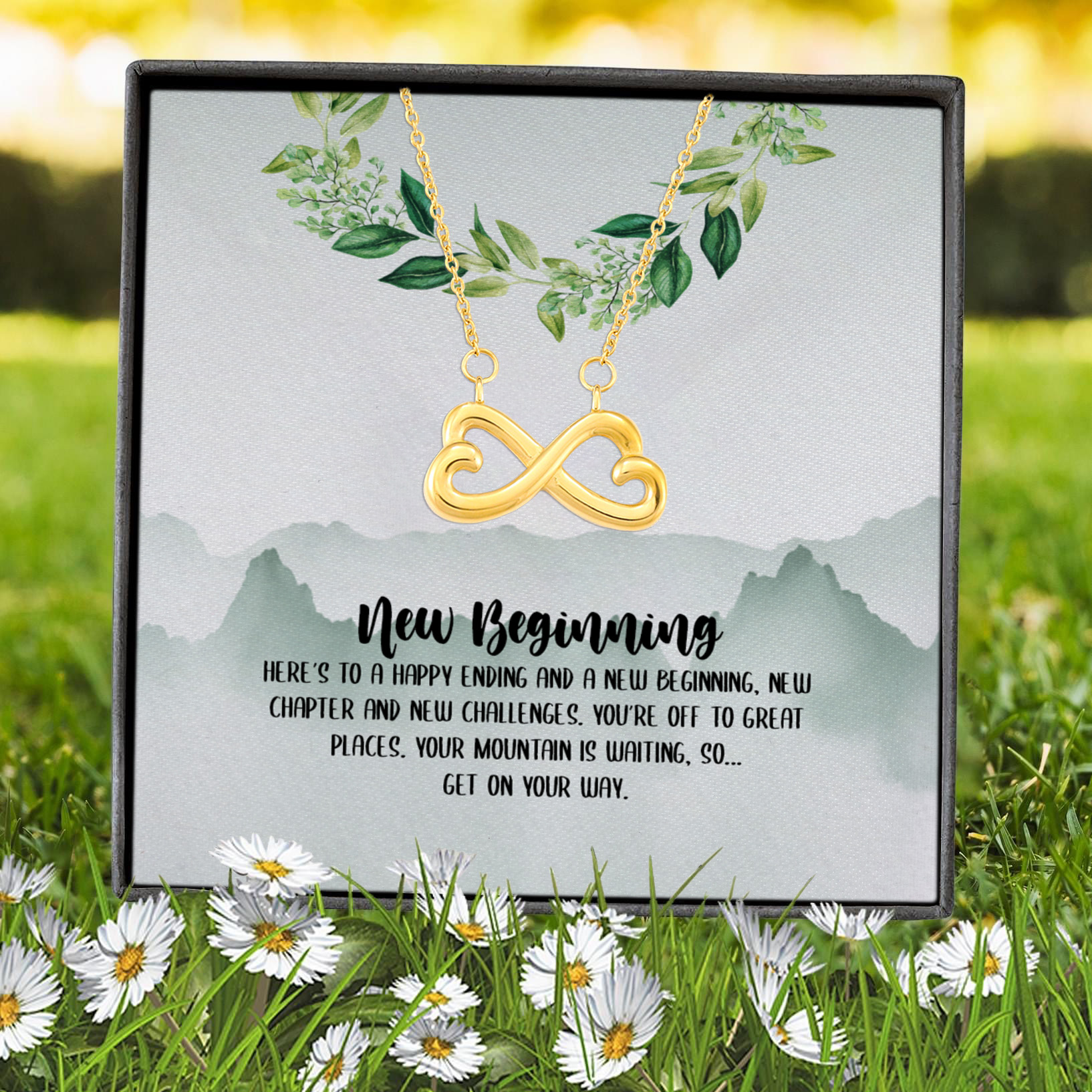 1N.New Beginning ( Message Card Necklace - Tương tự ) Infinity Heart Necklace (Gold) 7