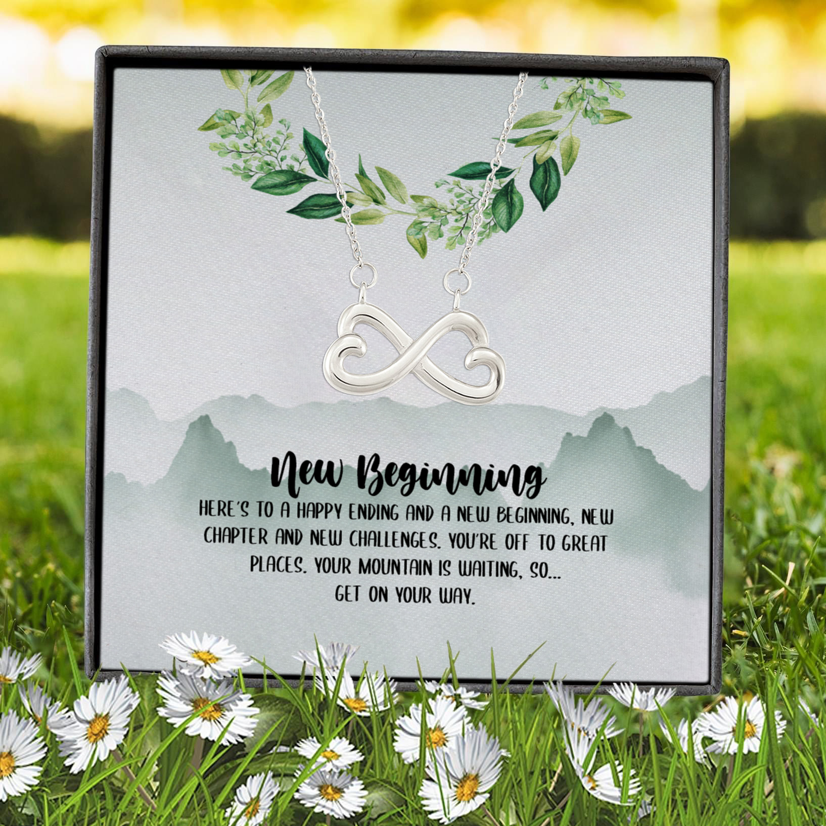 1N.New Beginning ( Message Card Necklace - Tương tự ) Infinity Heart Necklace (Silver) 7