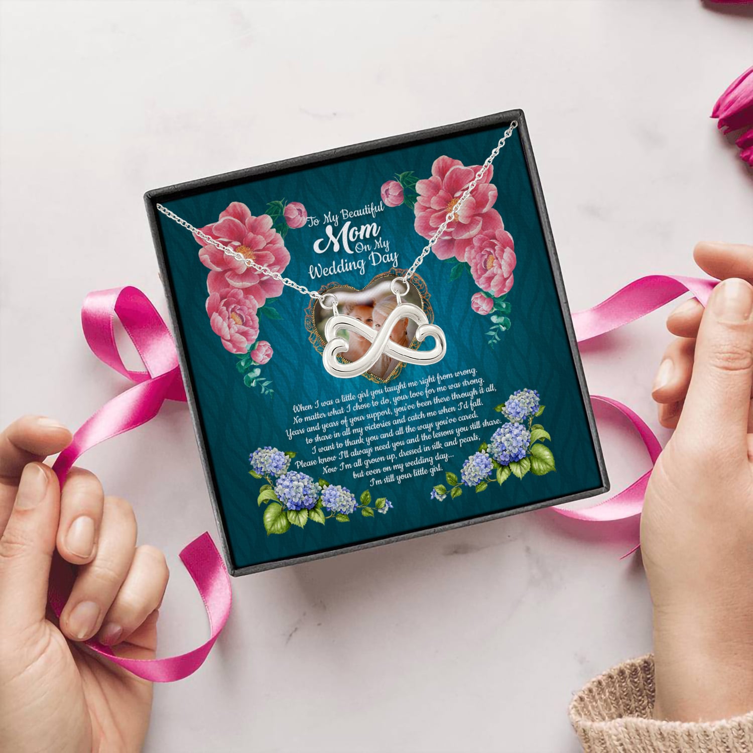 4UT. Mom On My Wedding MK 2 Infinity Heart Necklace (Silver) 5