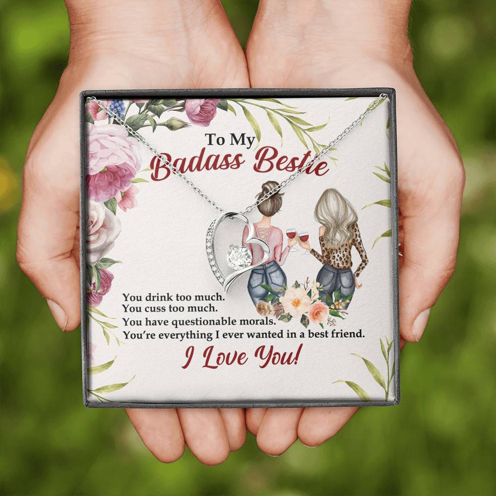 To My Badass Bestie You Drink You Cuss Too Much You're Everything I Want Forever Love Pendant Necklace To My Badass Bestie You Drink You Cuss Too Much You're Everything I Want Forever Love Pendant Necklace