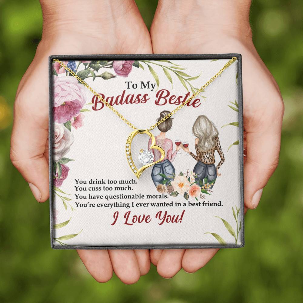 To My Badass Bestie You Drink You Cuss Too Much You're Everything I Want Forever Love Pendant Necklace To My Badass Bestie You Drink You Cuss Too Much You're Everything I Want Forever Love Pendant Necklace