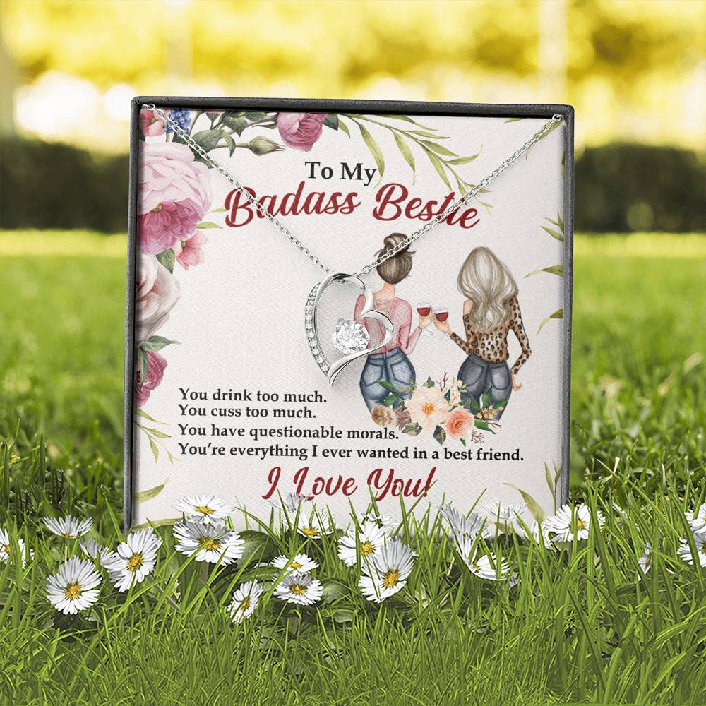 To My Badass Bestie You Drink You Cuss Too Much You're Everything I Want Forever Love Pendant Necklace To My Badass Bestie You Drink You Cuss Too Much You're Everything I Want Forever Love Pendant Necklace