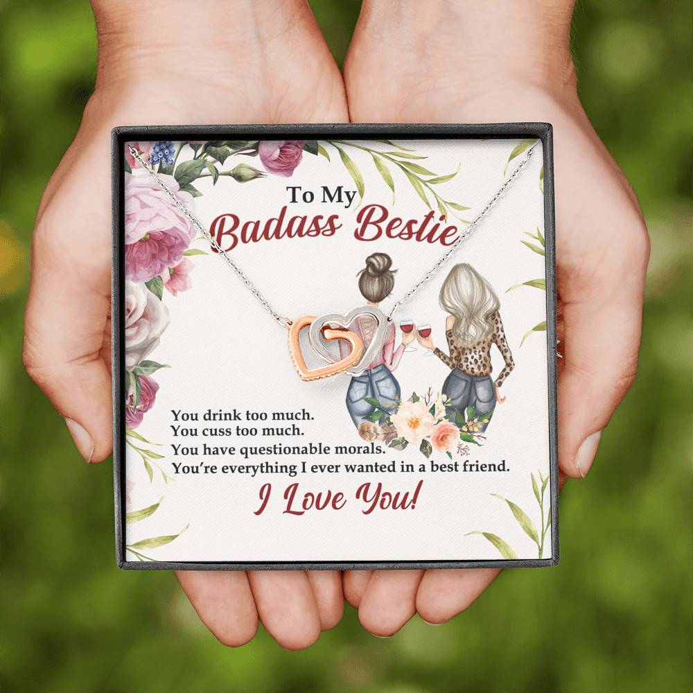 To My Badass Bestie You Drink You Cuss Too Much You're Everything I Want Interlocking Hearts Pendant Necklace To My Badass Bestie You Drink You Cuss Too Much You're Everything I Want Interlocking Hearts Pendant Necklace