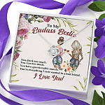 To My Badass Bestie You Drink You Cuss Too Much You're Everything I Want Love Knot Pendant Necklace