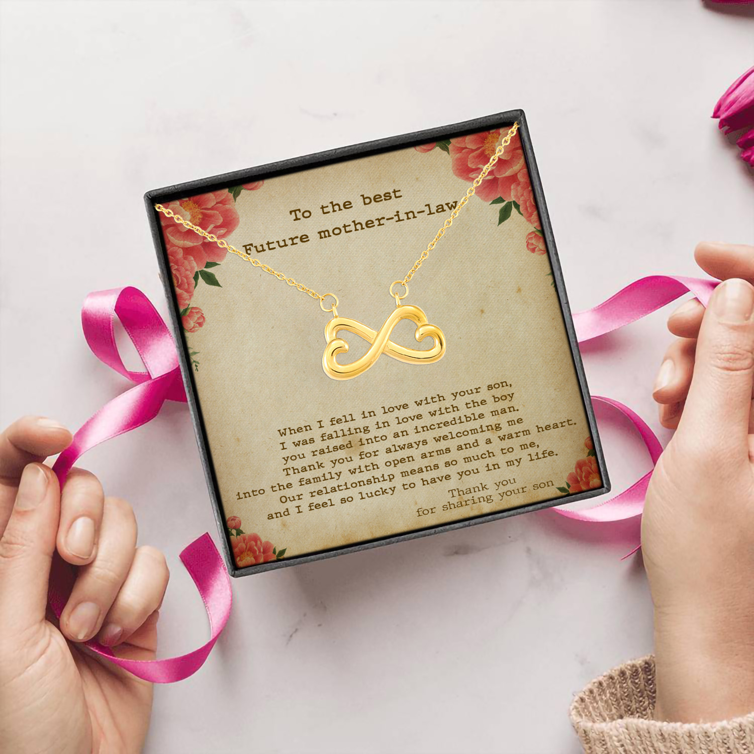 5UT. Future Mother In Law (4) Infinity Heart Necklace (Gold) 5